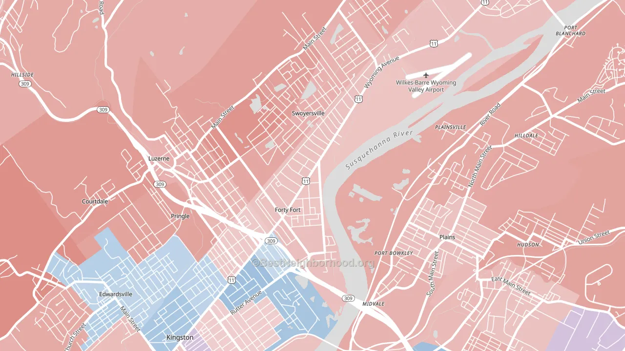 Forty Fort, PA block-group political-lean map