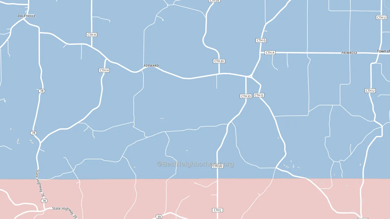 Forward, WI block-group political-lean map