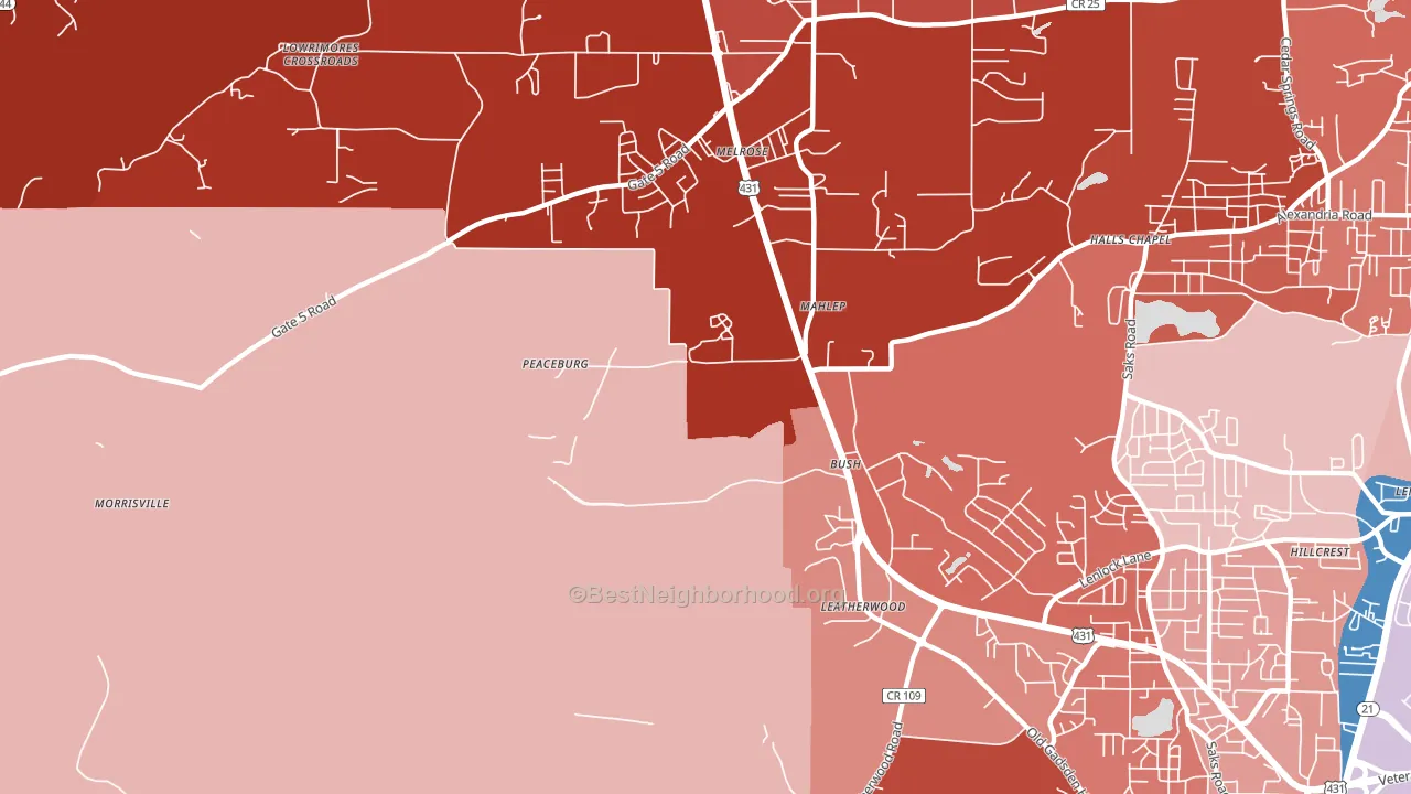 Fosheeton, AL block-group political-lean map
