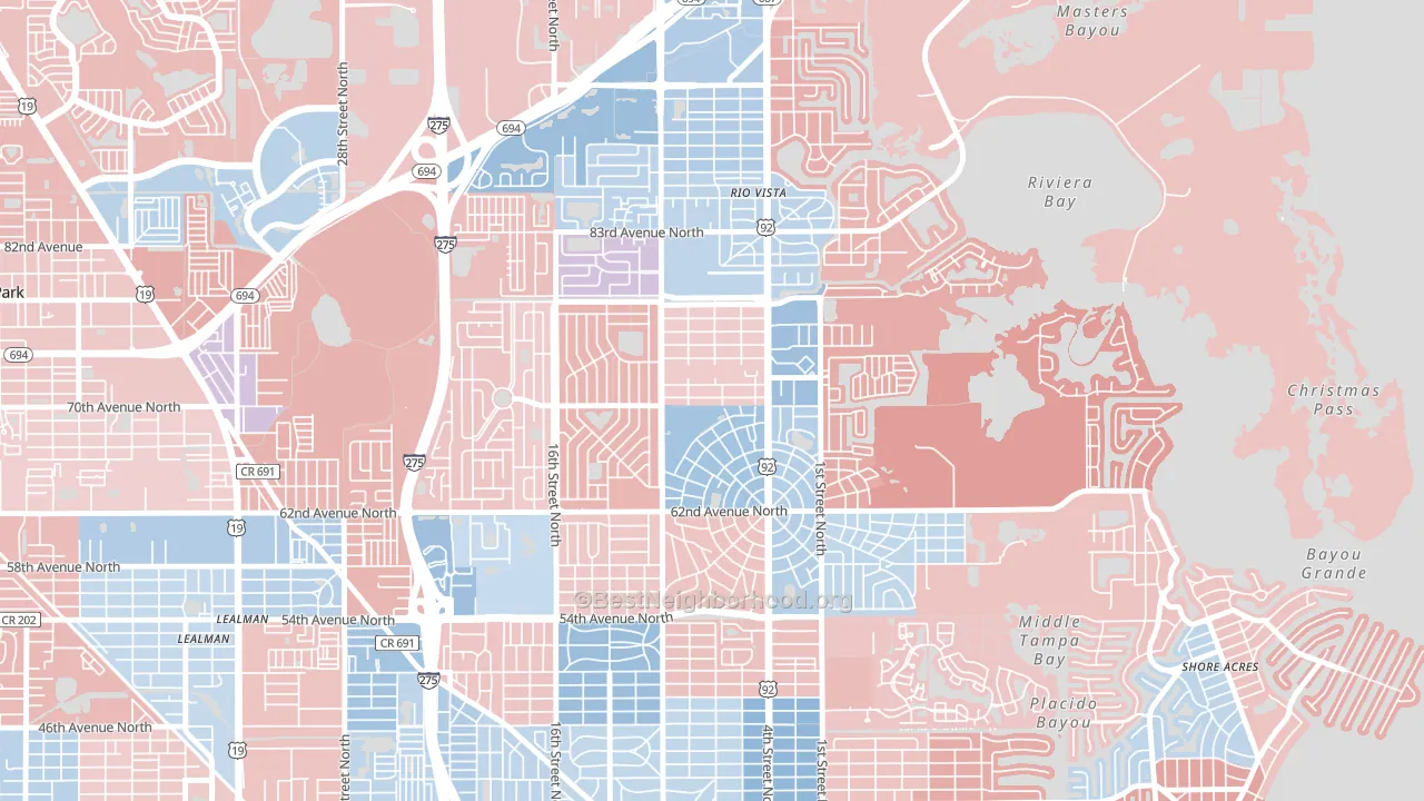 Fossil Park, St. Petersburg, FL block-group political-lean map