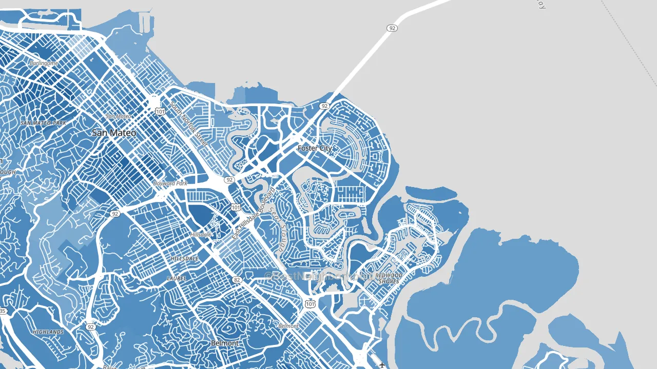 Foster City, CA block-group political-lean map