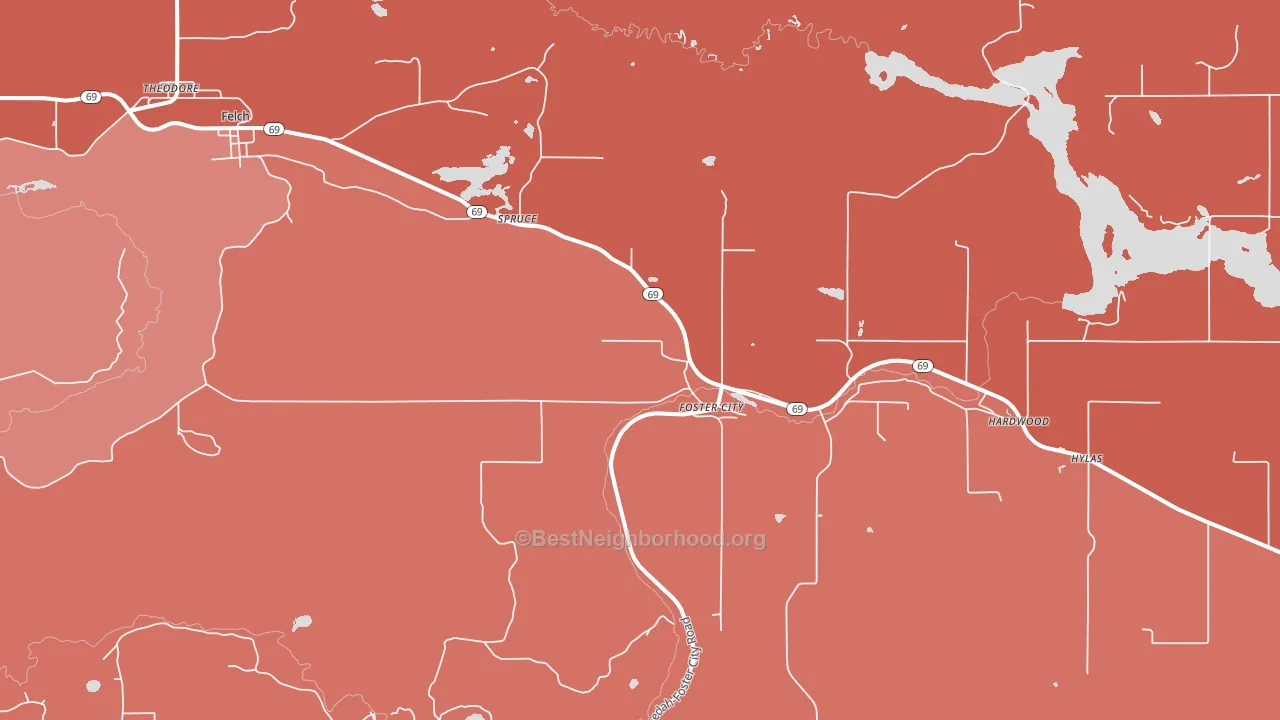Foster City, MI block-group political-lean map