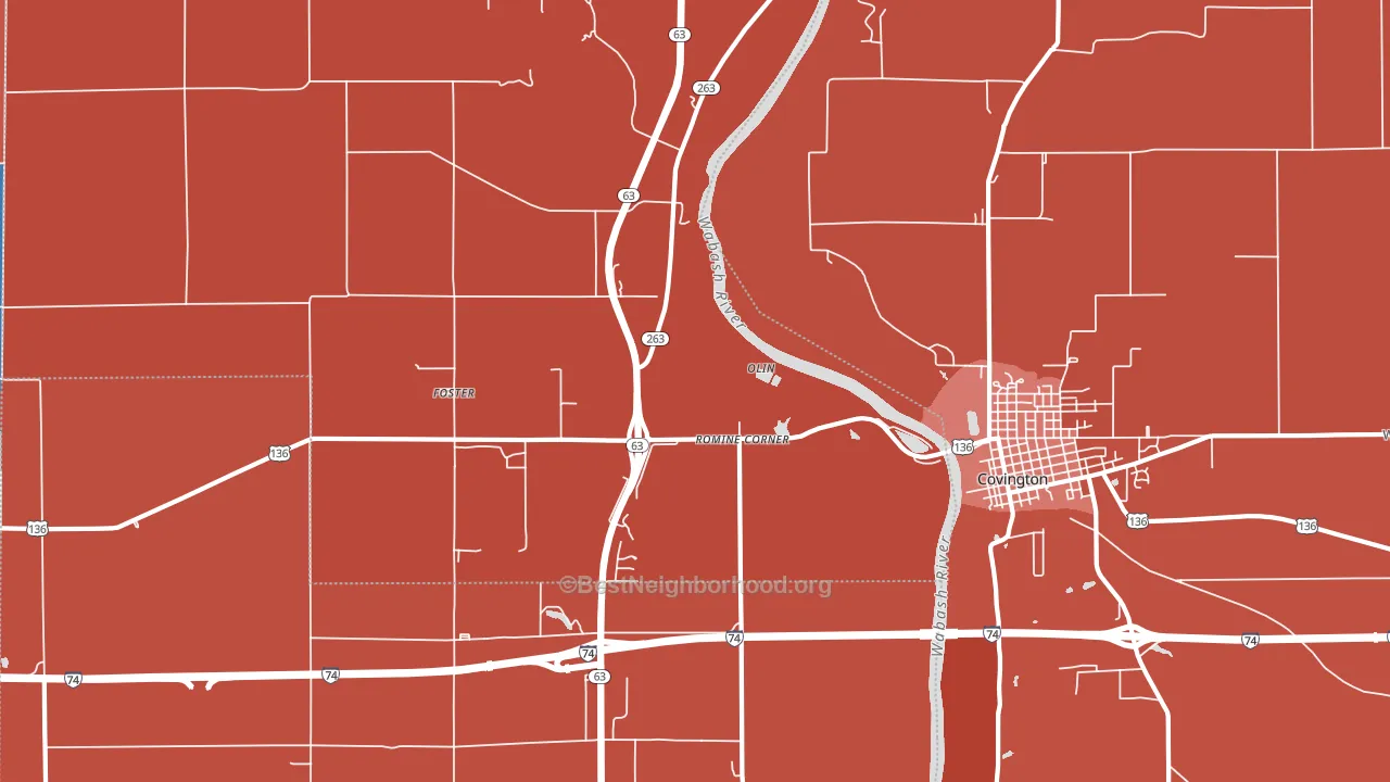 Foster, IN block-group political-lean map
