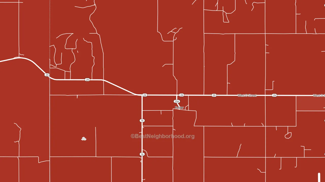 Foster, OK block-group political-lean map