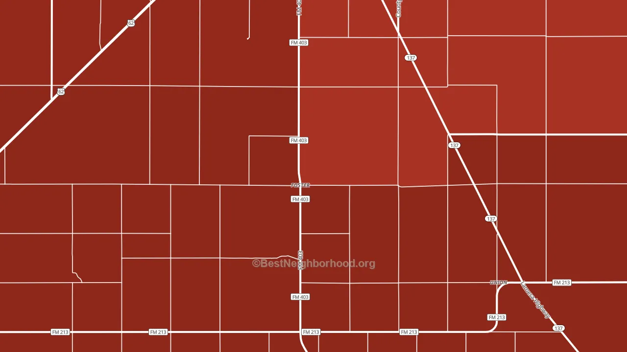 Foster, TX block-group political-lean map