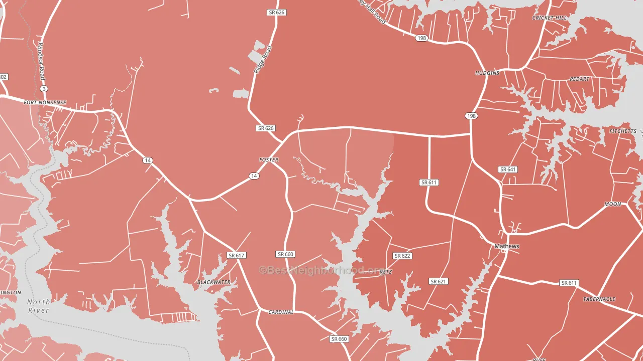 Foster, VA block-group political-lean map