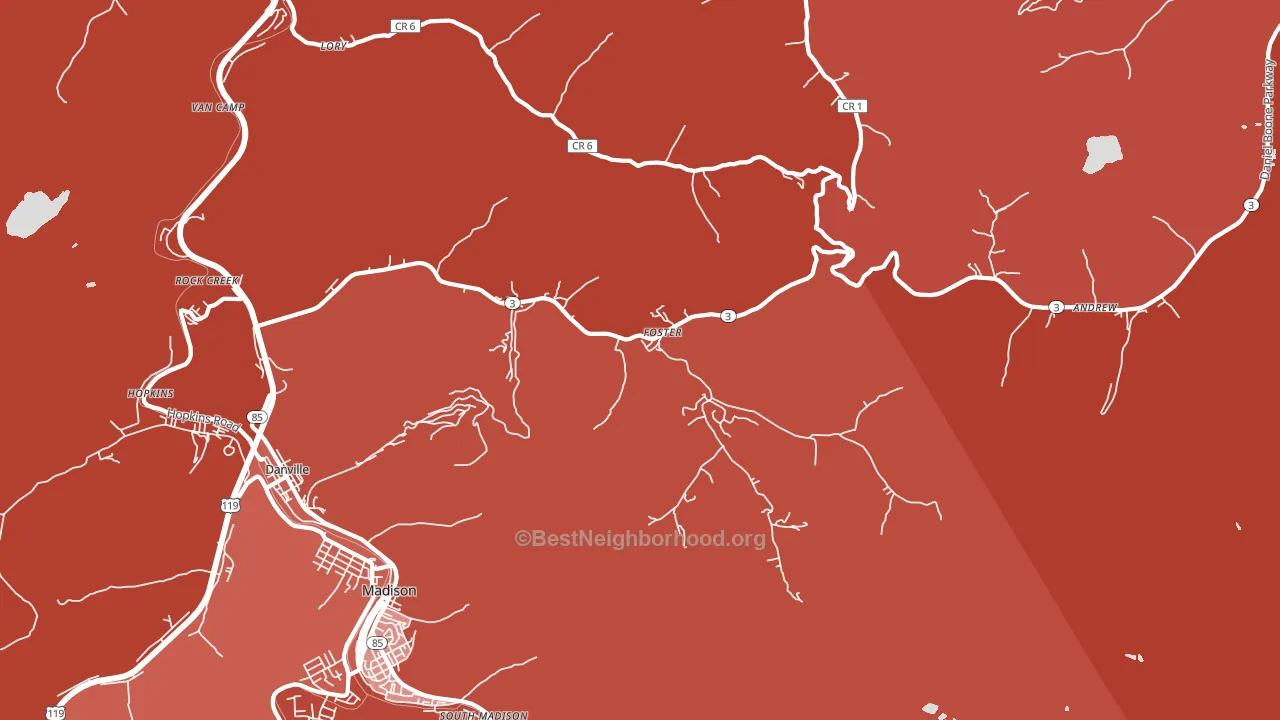 Foster, WV block-group political-lean map