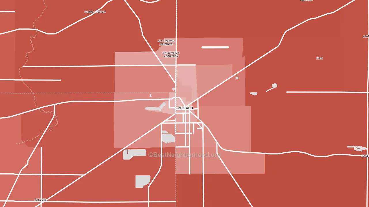 Fostoria, OH block-group political-lean map