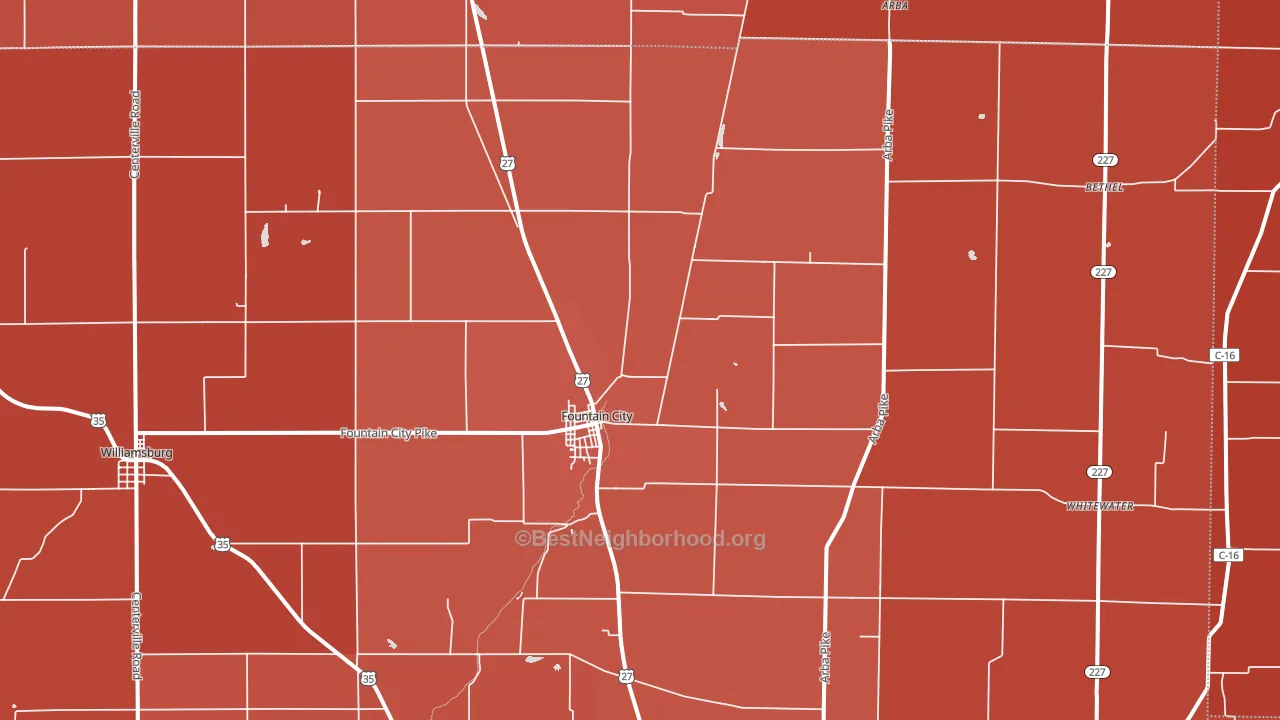 Fountain City, IN block-group political-lean map