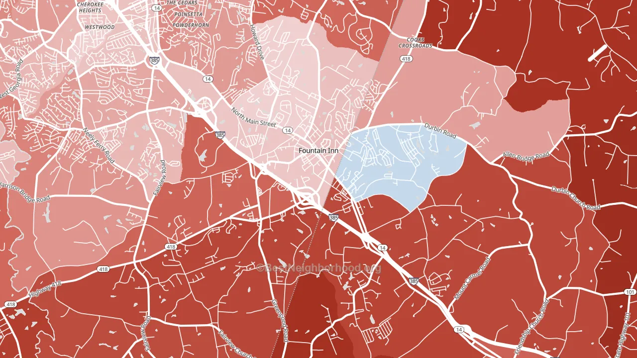 Fountain Inn, SC block-group political-lean map