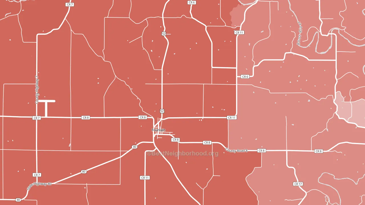 Fountain, MN block-group political-lean map