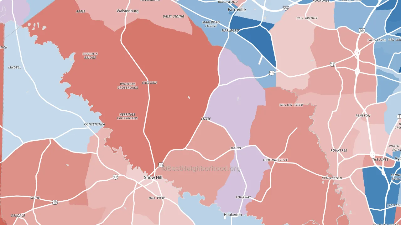 Fountain, NC block-group political-lean map