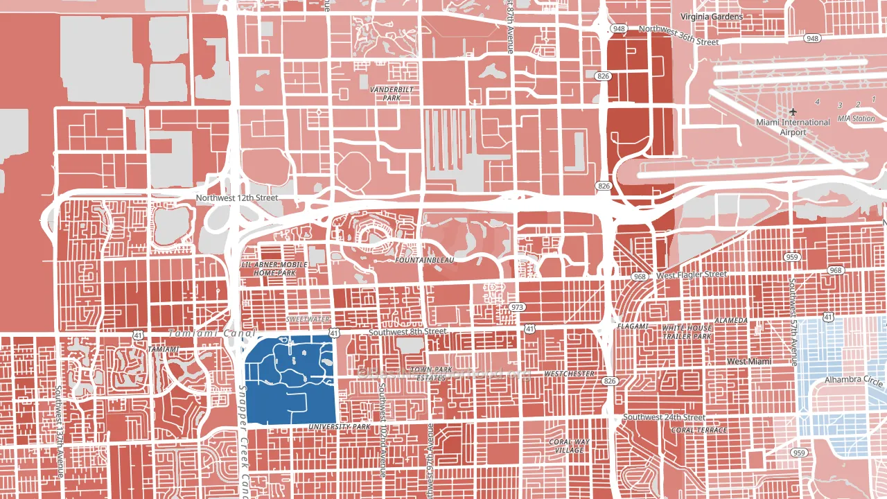 Fountainebleau, FL block-group political-lean map