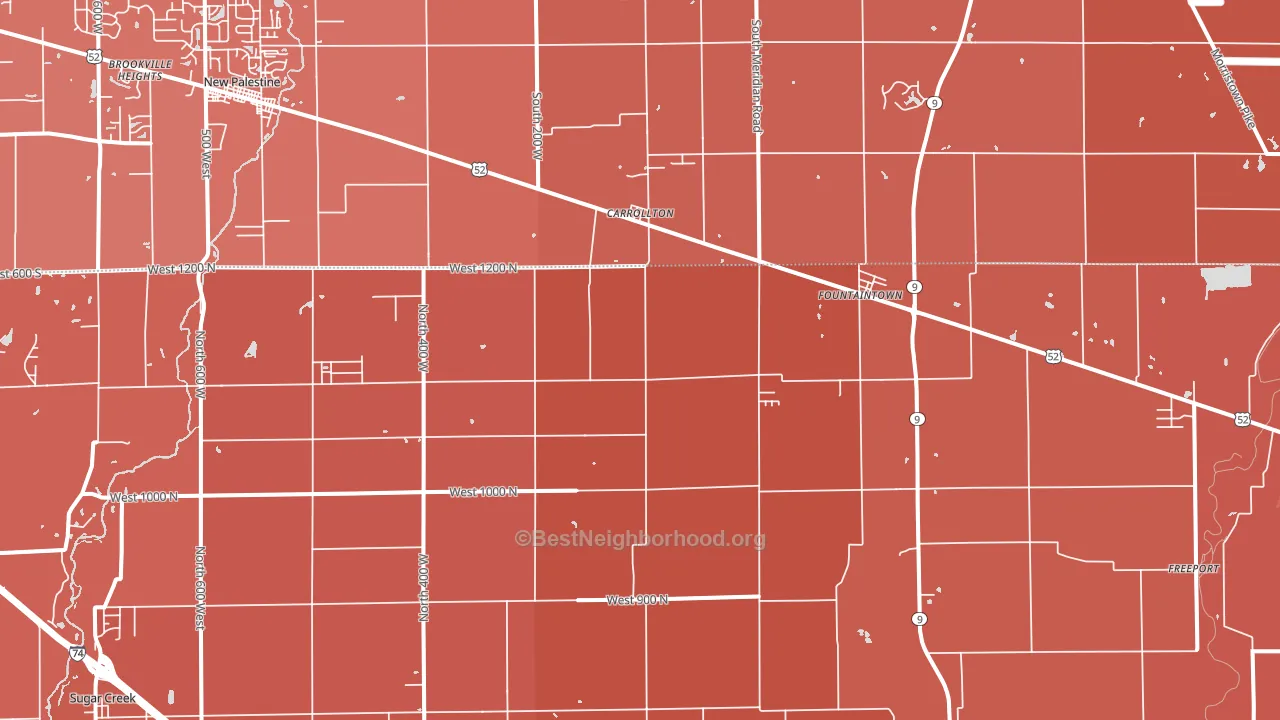Fountaintown, IN block-group political-lean map