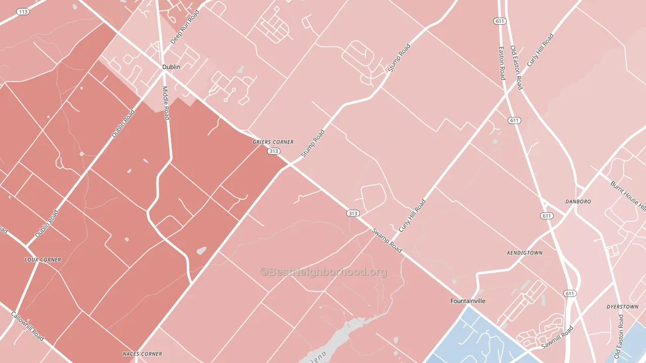 Fountainville, PA block-group political-lean map