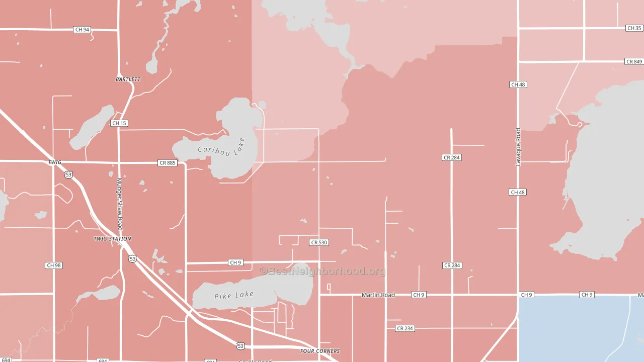Four Corners, MN block-group political-lean map