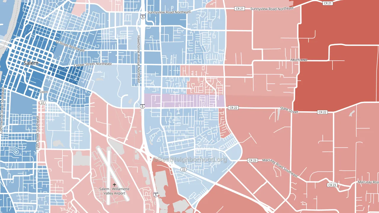 Four Corners, OR block-group political-lean map