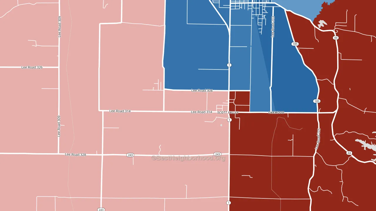 Four Forks, AR block-group political-lean map