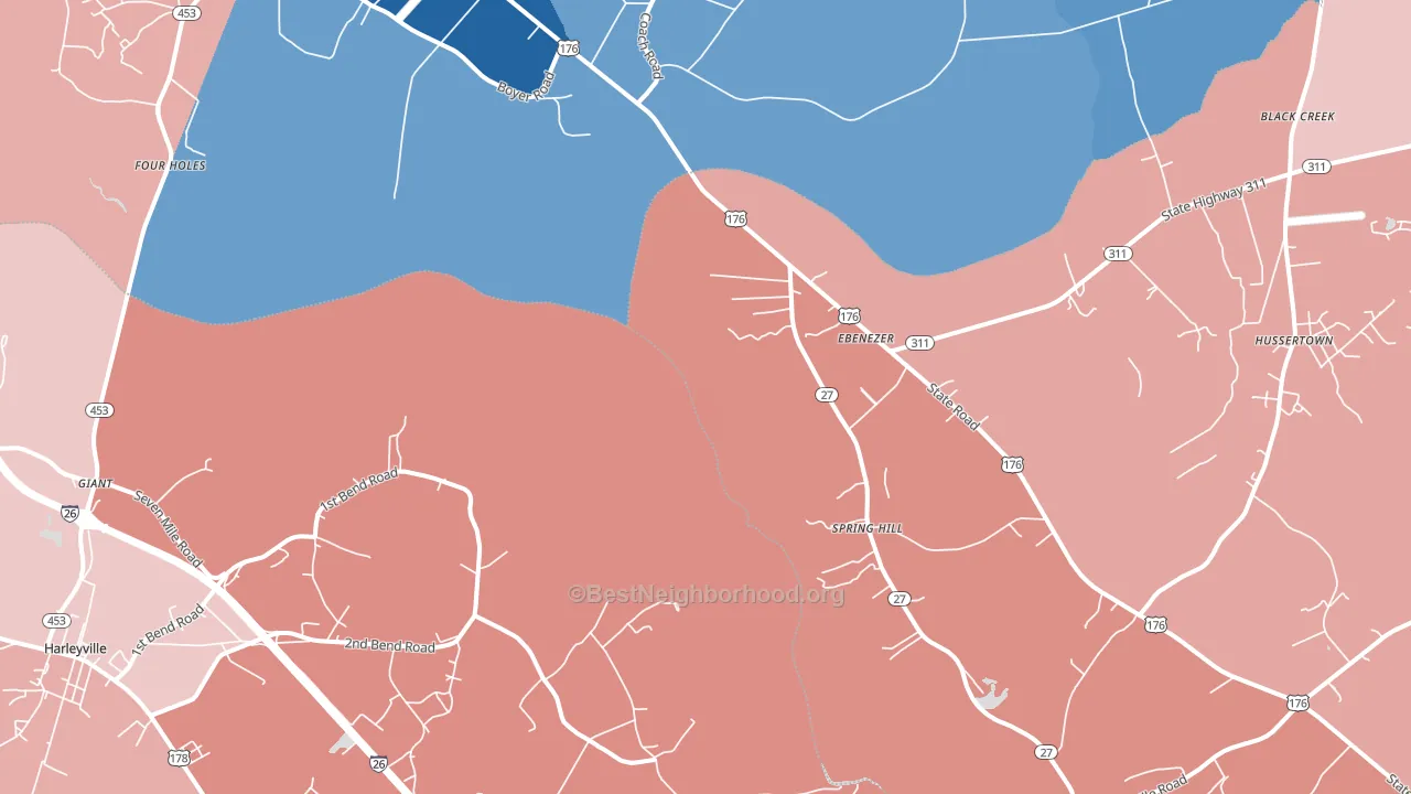Four Holes, SC block-group political-lean map