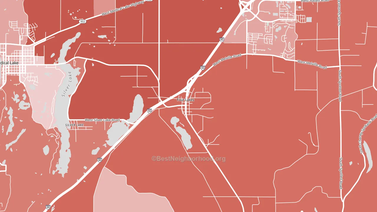 Four Lakes, WA block-group political-lean map