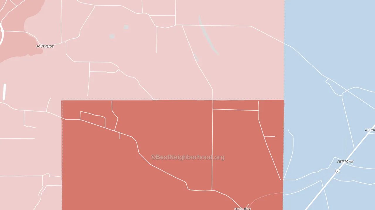 Four Mile, MS block-group political-lean map