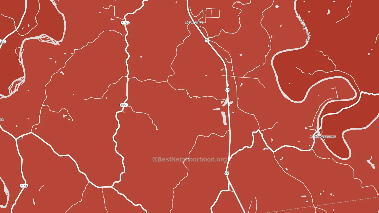 Four Oaks, KY block-group political-lean map