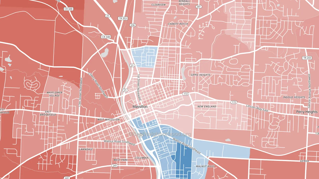 Fourth Street Historic District, Massillon, OH block-group political-lean map