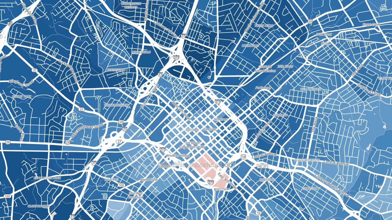 Fourth Ward, Charlotte, NC block-group political-lean map