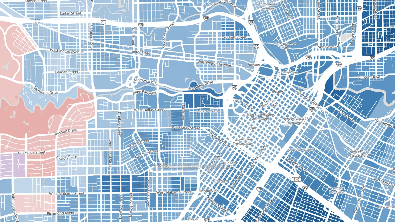 Fourth Ward, Houston, TX block-group political-lean map