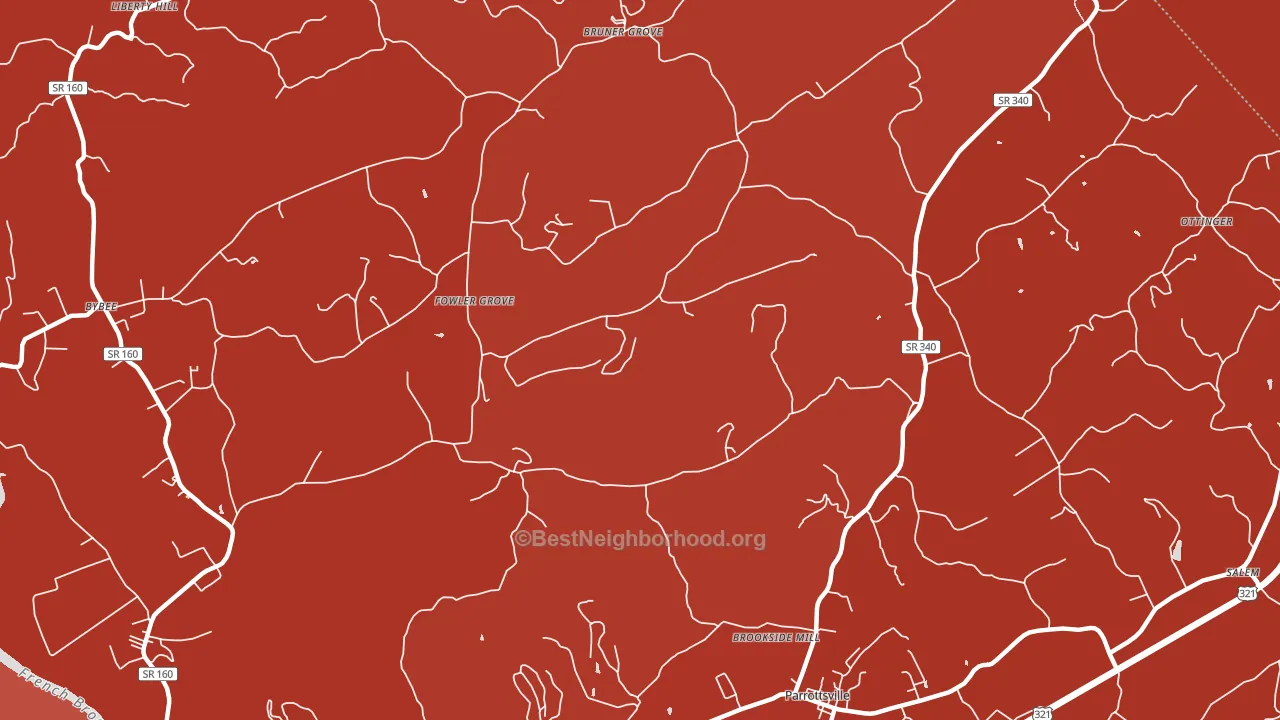 Fowler Grove, TN block-group political-lean map