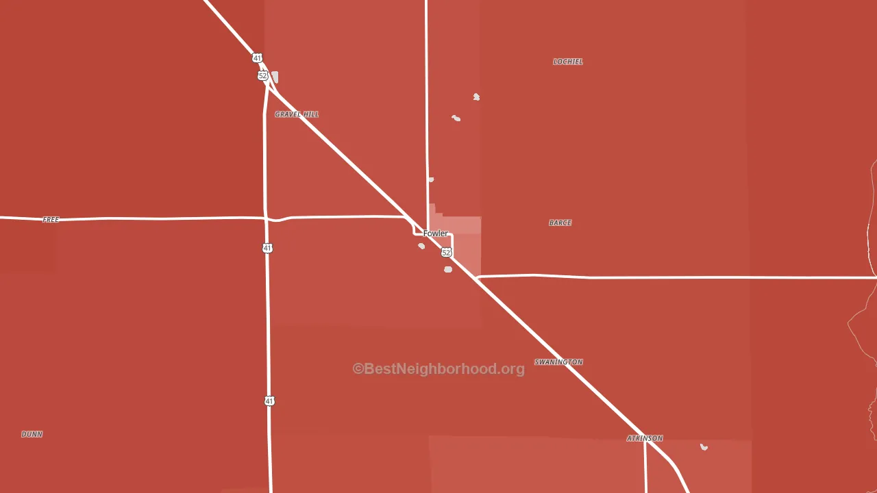 Fowler, IN block-group political-lean map