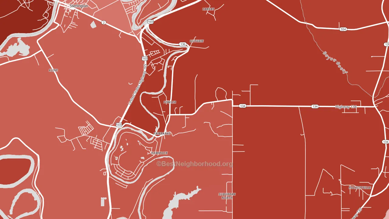Fowler, LA block-group political-lean map