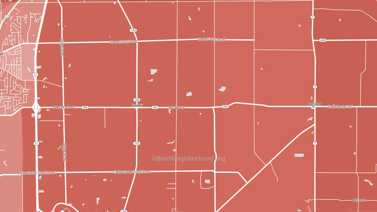 Fowler, OH block-group political-lean map