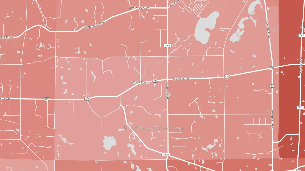 Fowlers Mill, OH block-group political-lean map