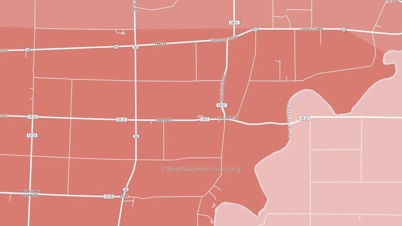Fowlerville, NY block-group political-lean map