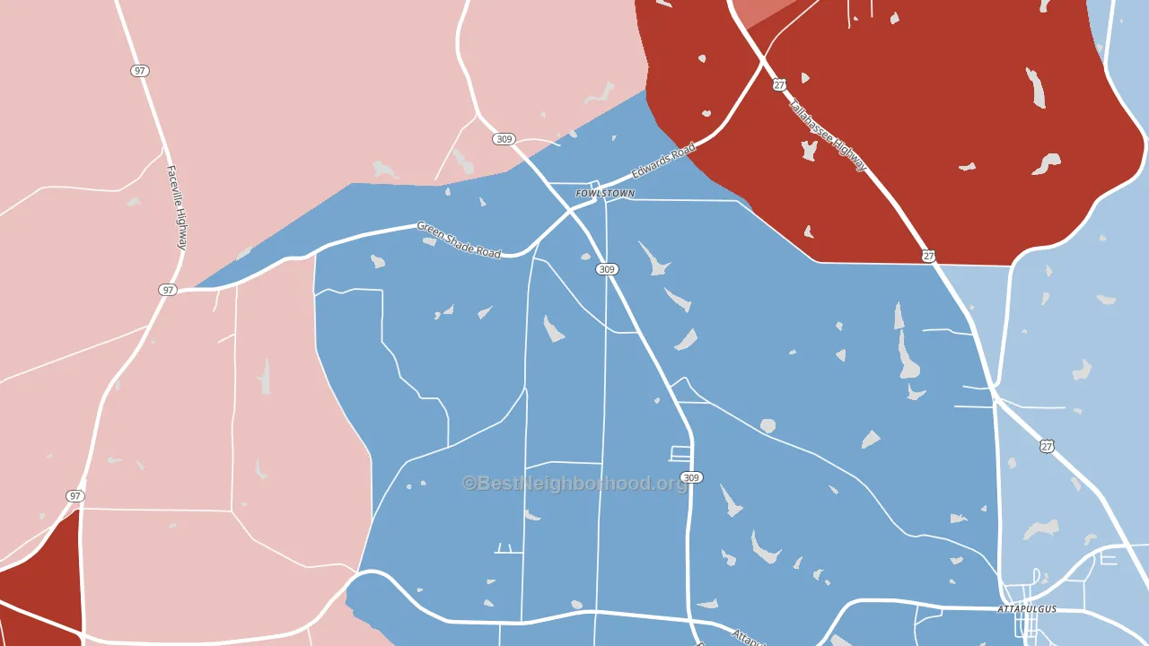 Fowlstown, GA block-group political-lean map