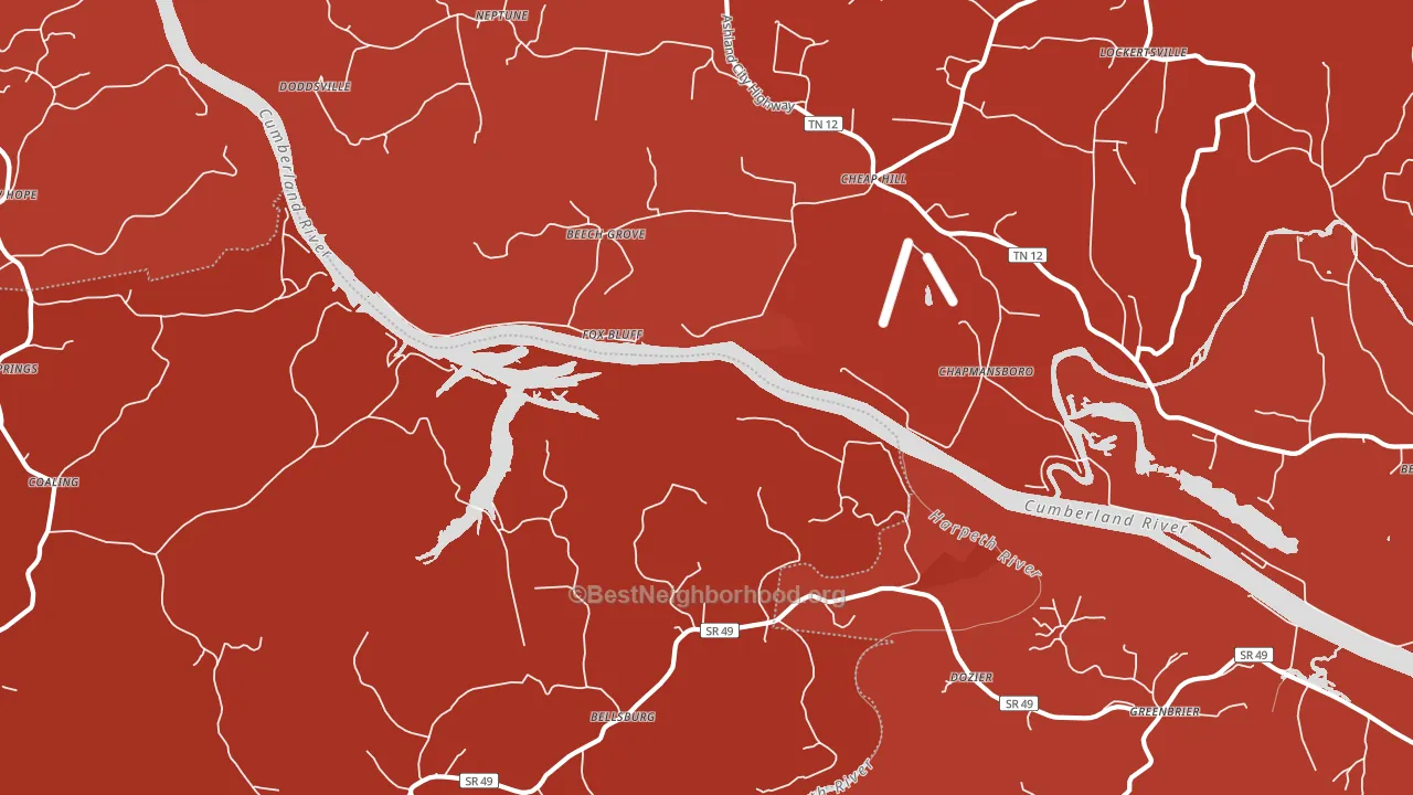 Fox Bluff, TN block-group political-lean map