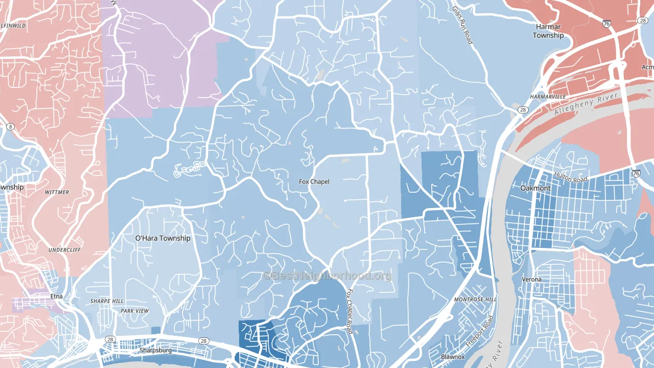 Fox Chapel, PA block-group political-lean map