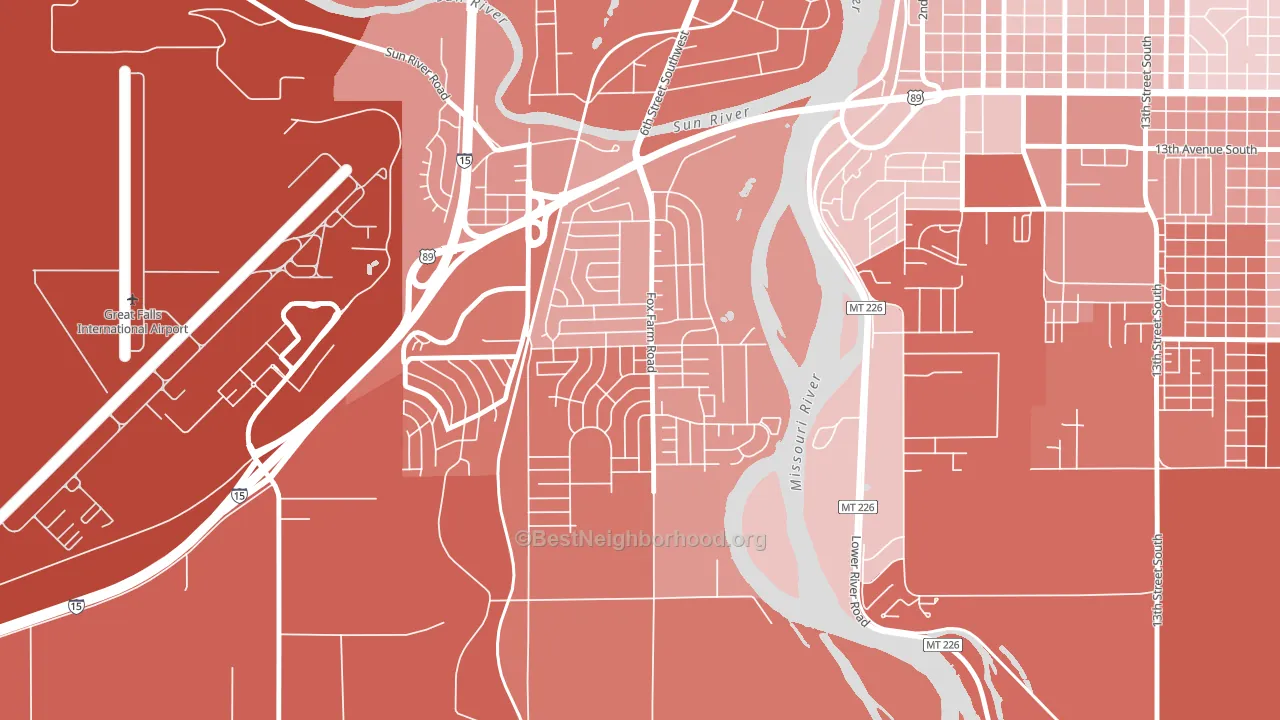 Fox Farm, Great Falls, MT block-group political-lean map