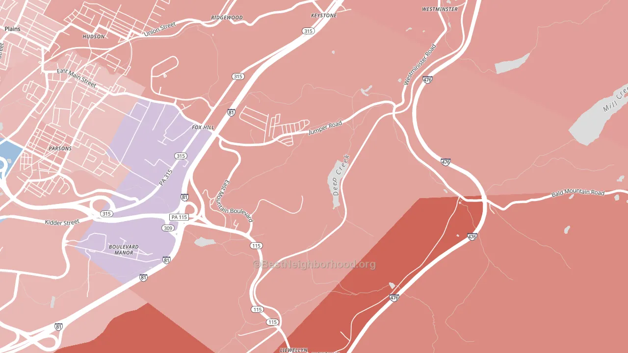 Fox Hill, PA block-group political-lean map