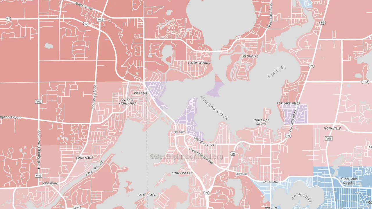 Fox Lake, IL block-group political-lean map