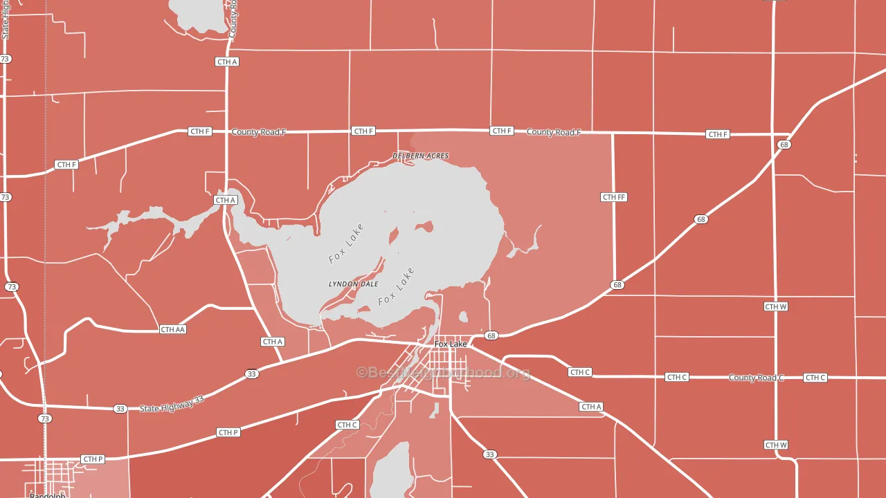 Fox Lake, WI block-group political-lean map