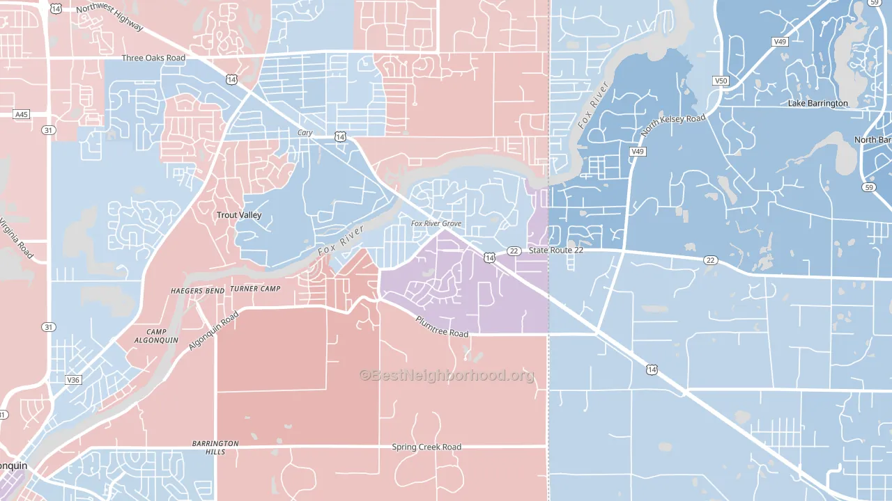 Fox River Grove, IL block-group political-lean map
