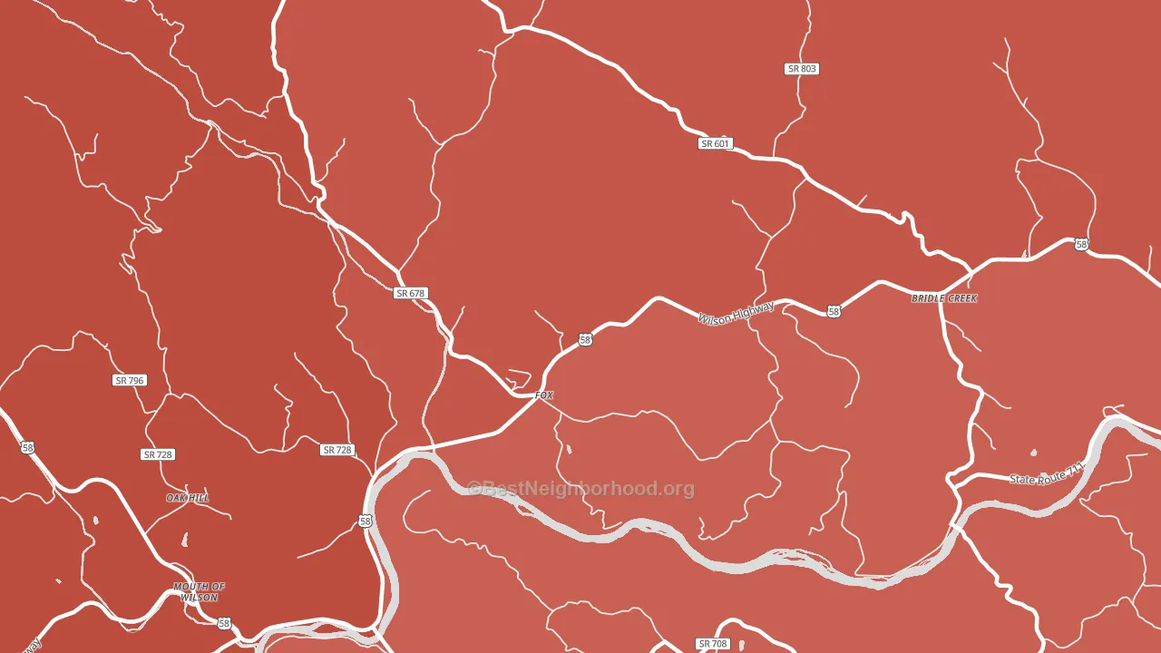 Fox, VA block-group political-lean map