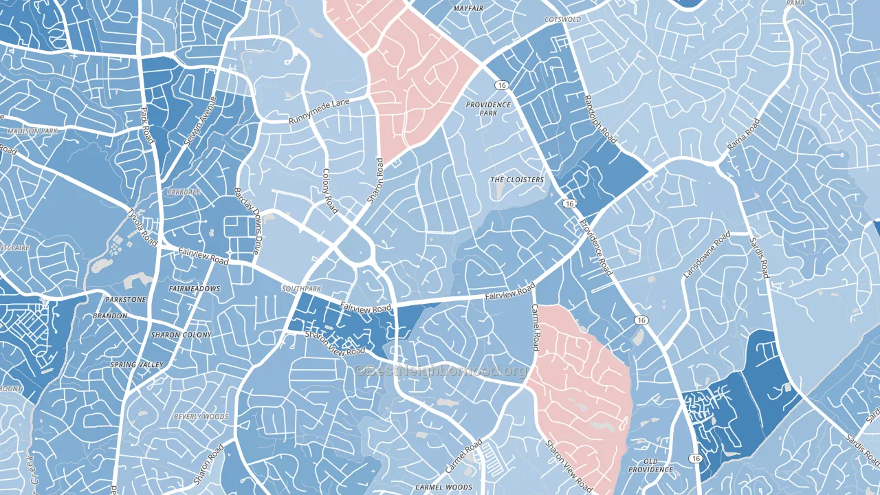 Foxcroft, Charlotte, NC block-group political-lean map
