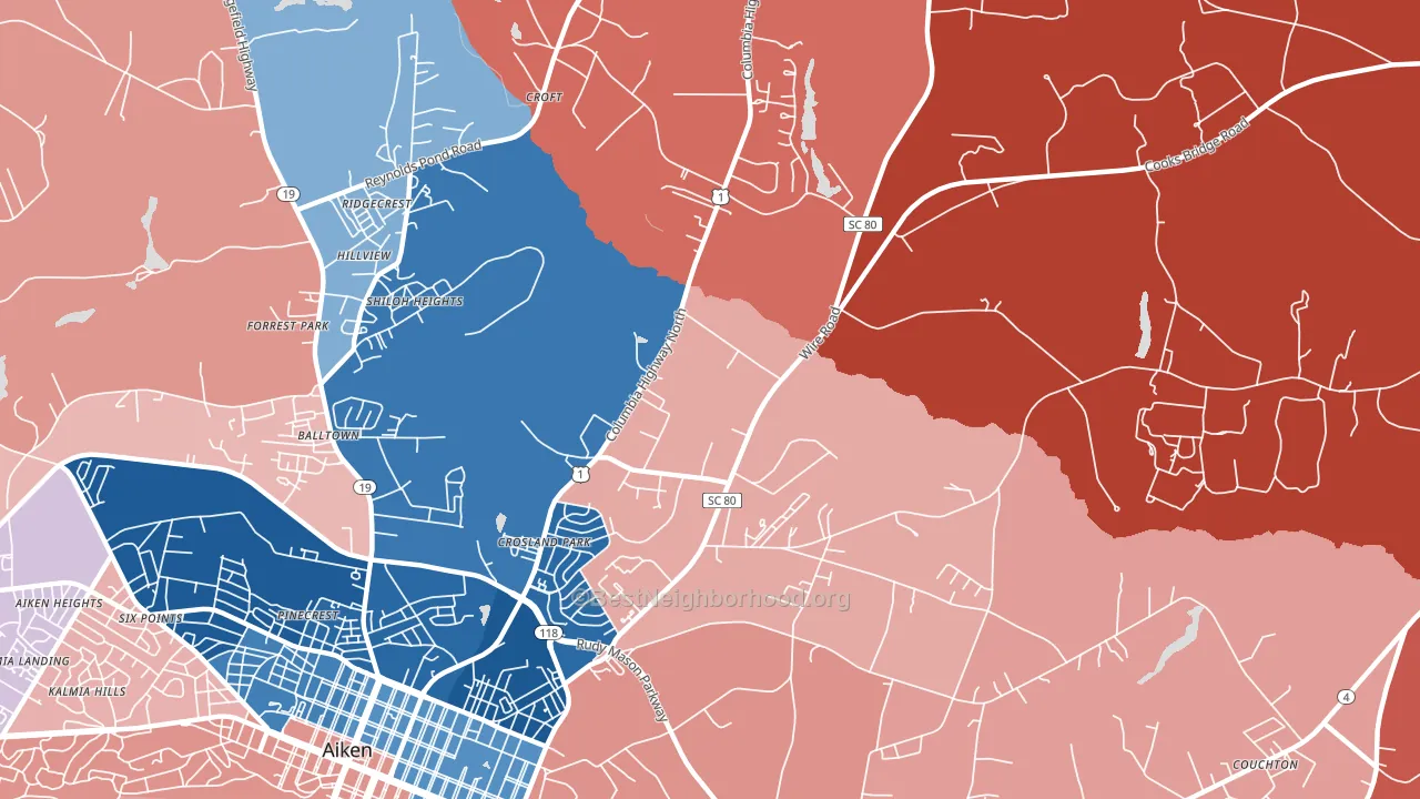 Foxtown, SC block-group political-lean map