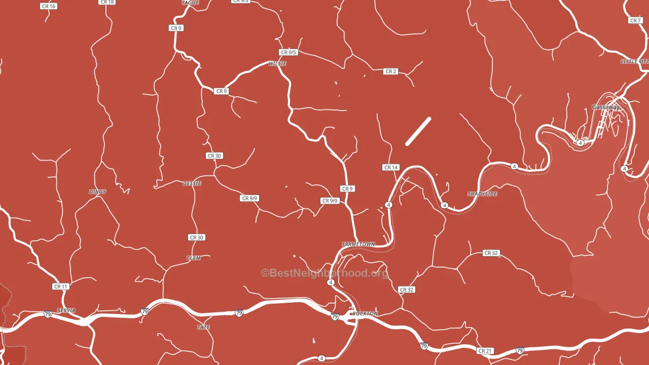 Frametown, WV block-group political-lean map