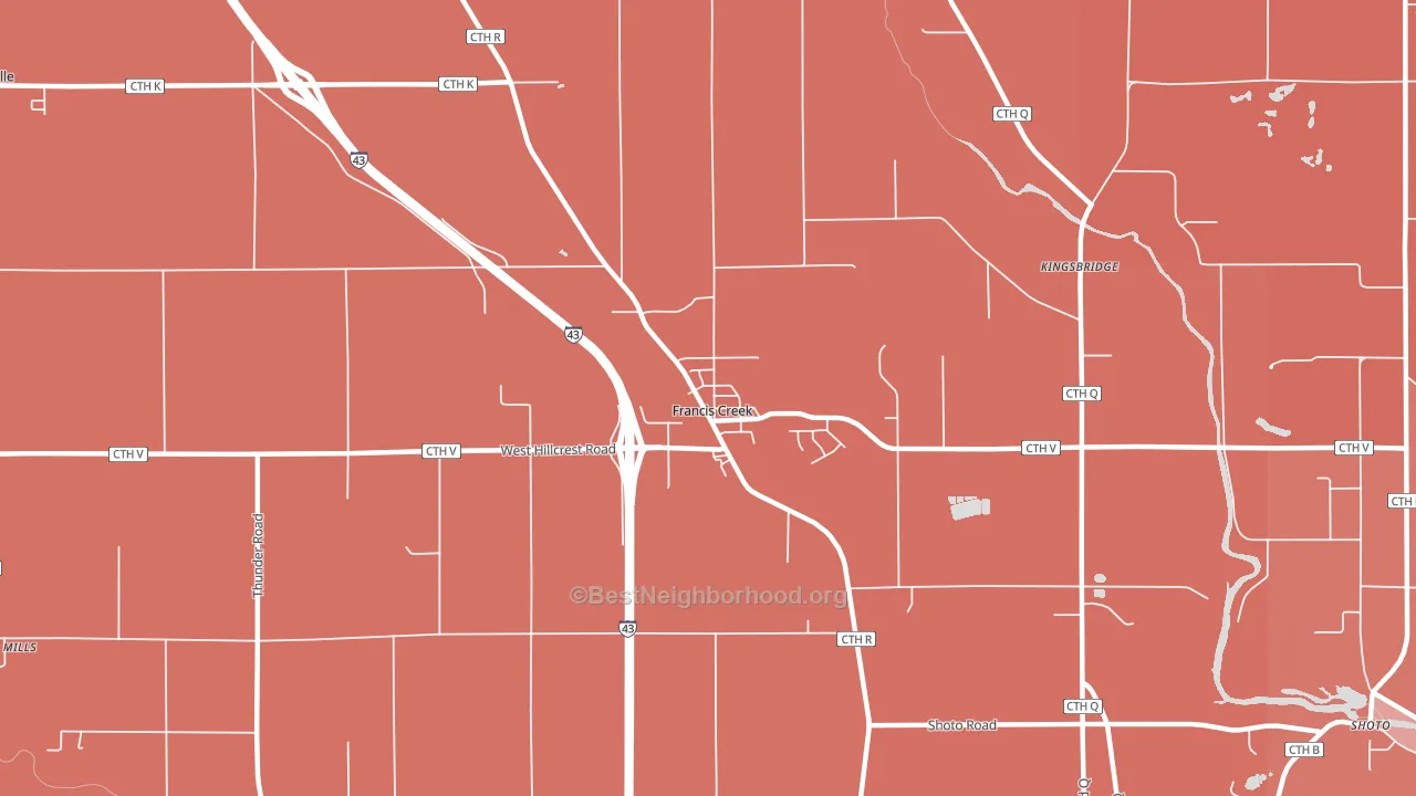 Francis Creek, WI block-group political-lean map
