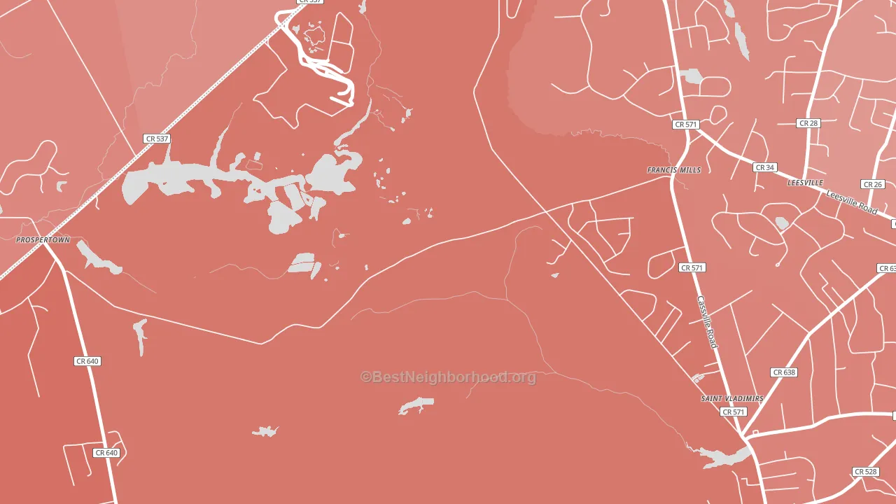 Francis Mills, NJ block-group political-lean map