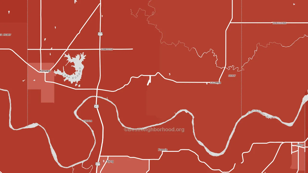 Francis, OK block-group political-lean map